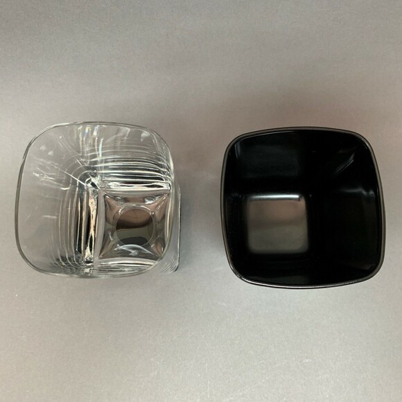 Di Saronno Square Glass Glasses Clear Black Lot of 2 - Picture 3 of 7